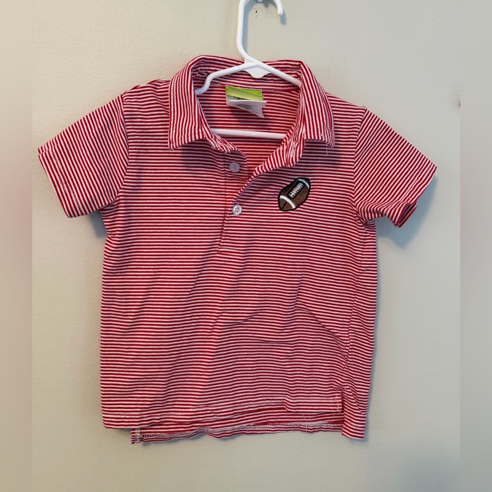 Classic Whimsy Football Red Striped Kids Polo Shirt